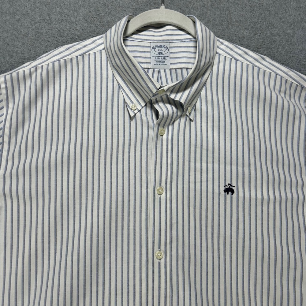 Brooks Brothers Button Down 1818 Regular Mens XXL Blue White Stripe Preppy